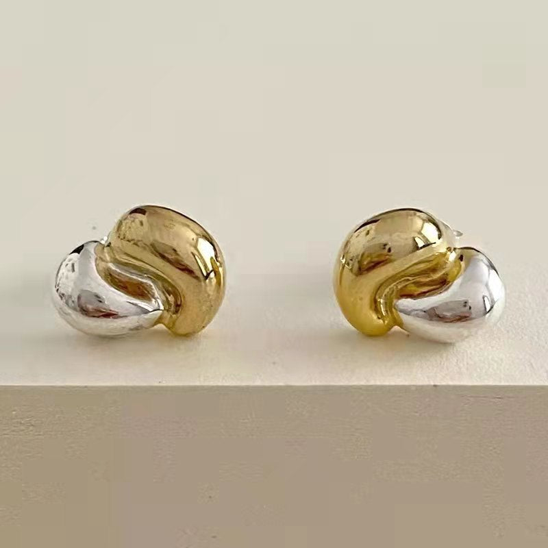 Gold & Silver Mix Ear Studs/ Pair