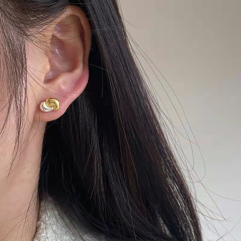 Gold & Silver Mix Ear Studs/ Pair