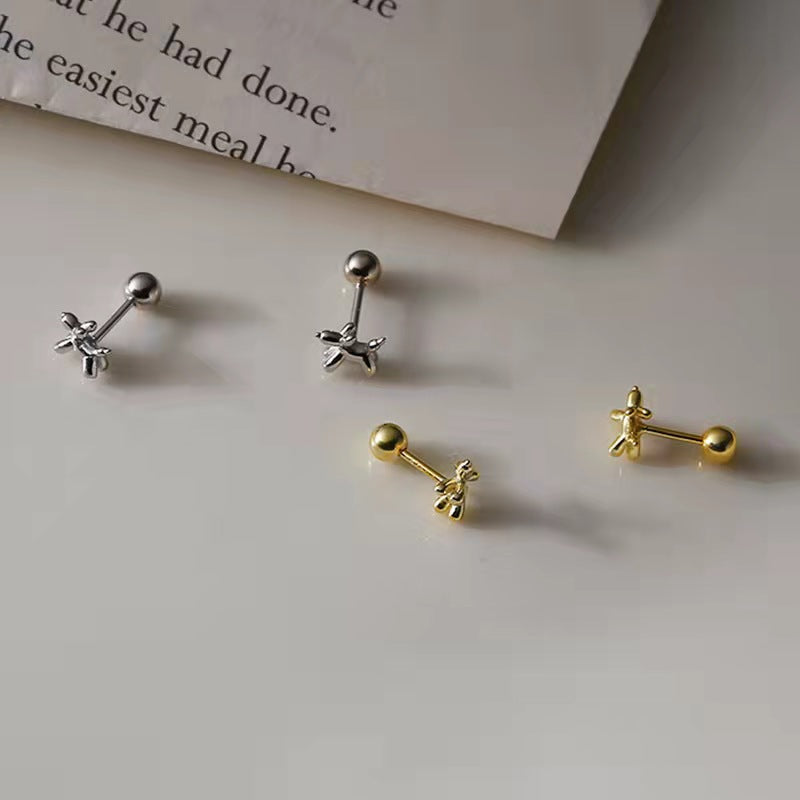 Ballon Dog Gold & Silver Ballback Ear Studs/ Pair