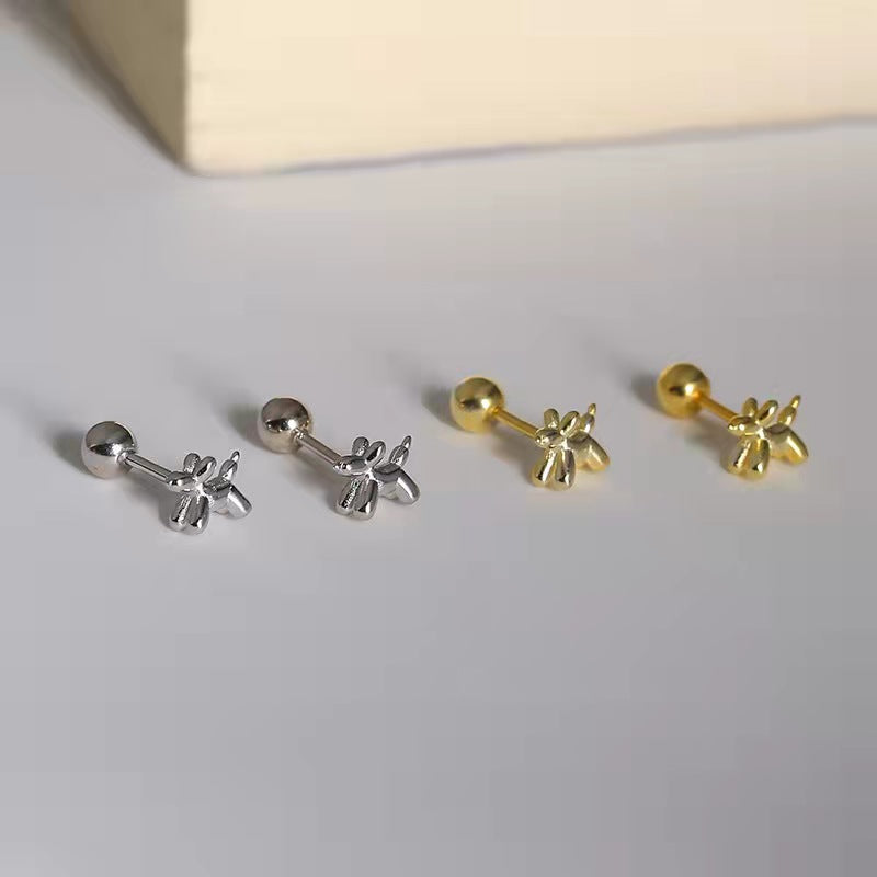 Ballon Dog Gold & Silver Ballback Ear Studs/ Pair