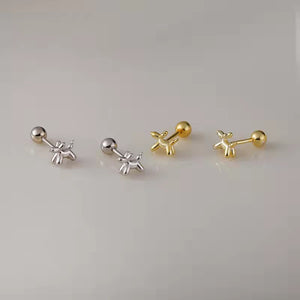 Ballon Dog Gold & Silver Ballback Ear Studs/ Pair