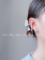 Load image into Gallery viewer, Zircon Ribbon Dropped Ear Clip/ Single
