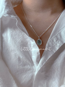 925 Silver Rose Tag Necklace