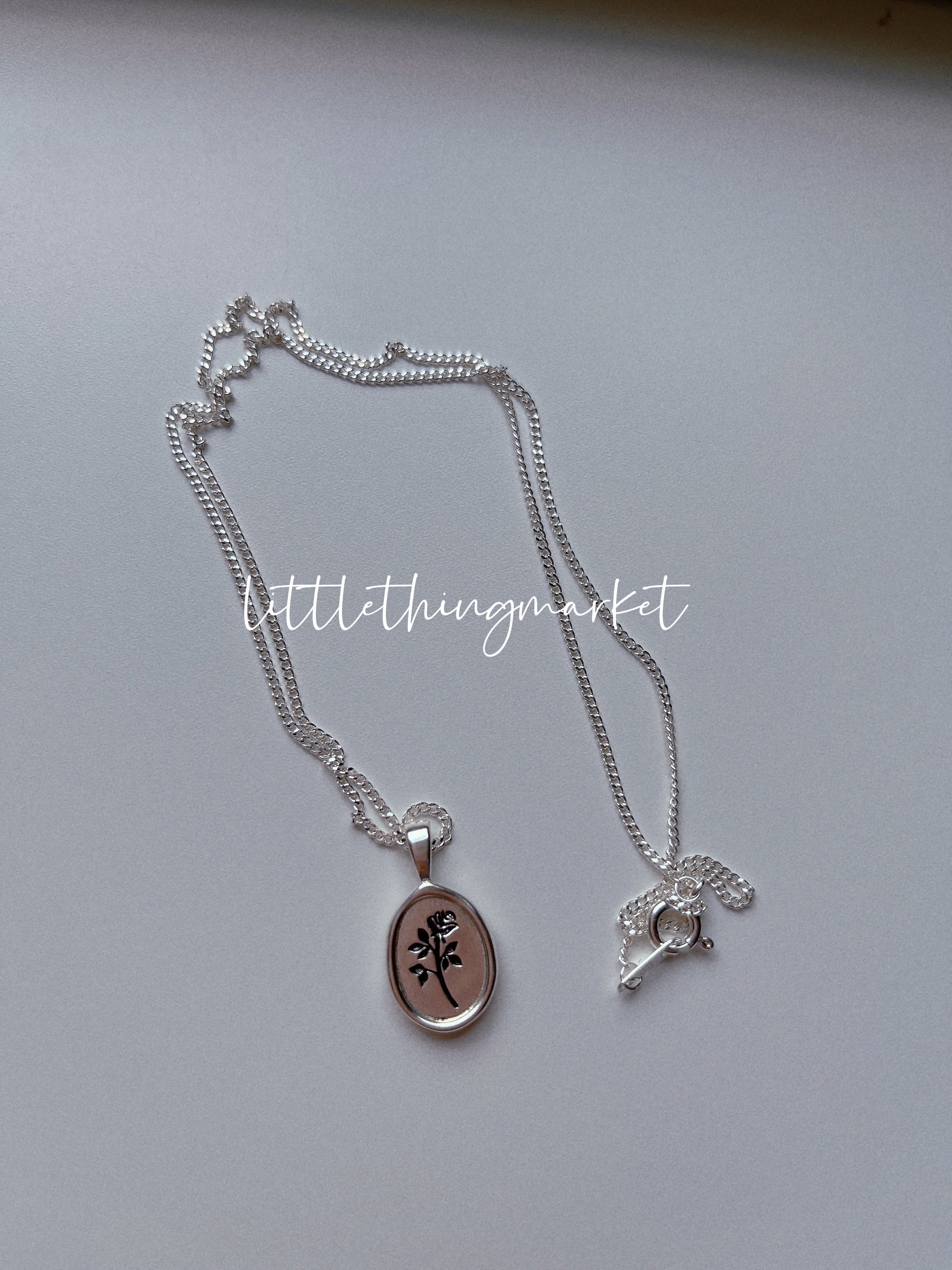 925 Silver Rose Tag Necklace