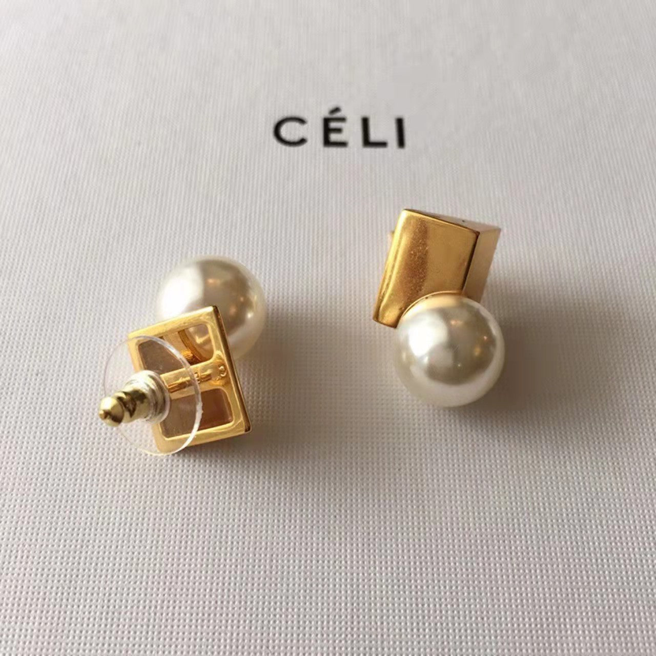 CELI 黃金珍珠耳環/一對