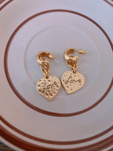 Vintage Love Gold Plate Earring/ Pair