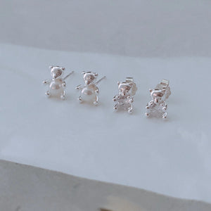 S925 Bear Family Ear Studs/ Pair