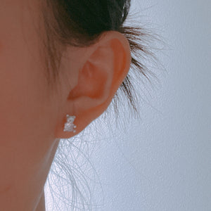 S925 Bear Family Ear Studs/ Pair