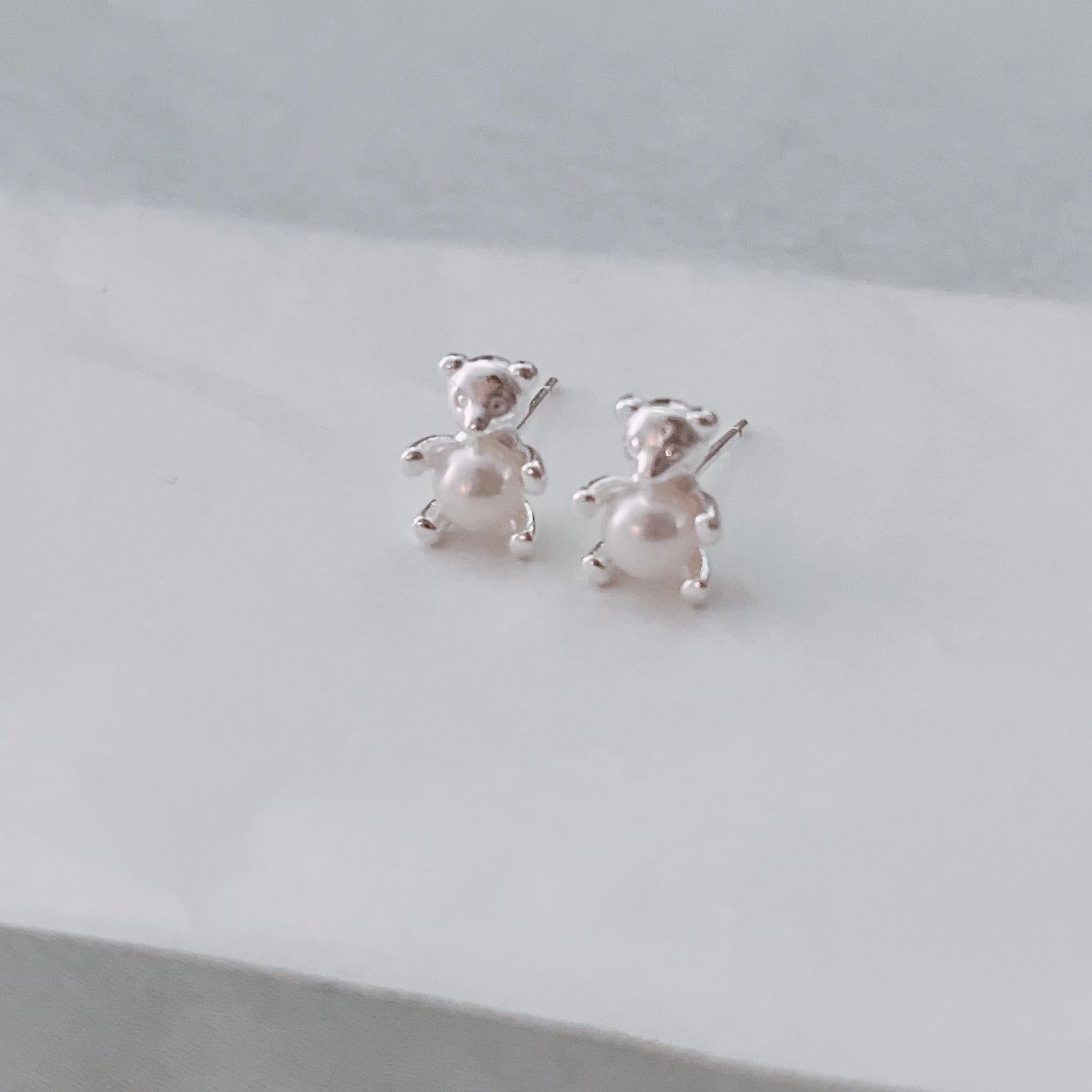 S925 Bear Family Ear Studs/ Pair