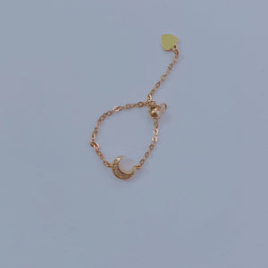 S925 Moon, Floral, Saddle Chain Ring