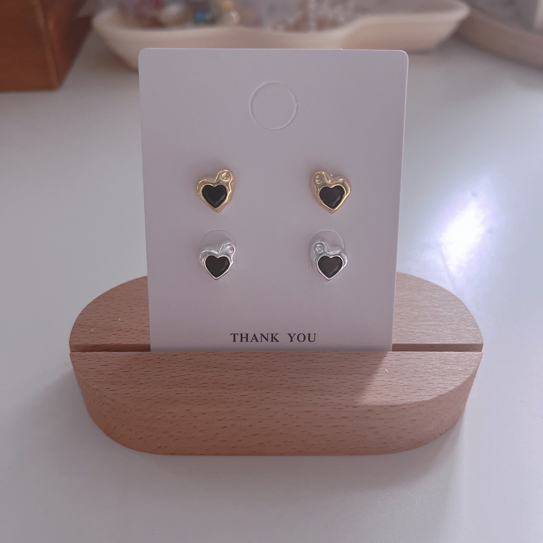 Black Heart S925 Ear Studs/ Pair