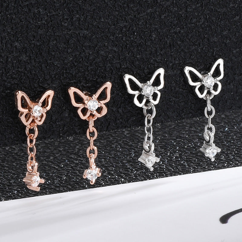 S925 Butterfly drop Piercing/ Pair