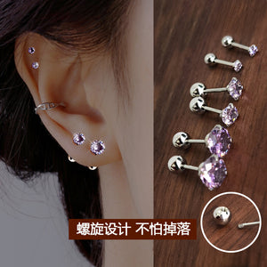 S925 Purple Zircon Piercing/ Pair