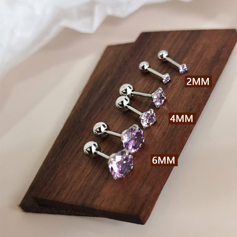 S925 Purple Zircon Piercing/ Pair