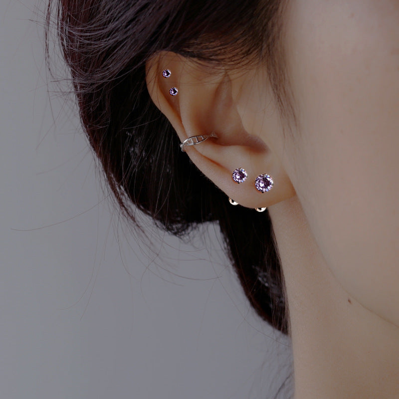 S925 Purple Zircon Piercing/ Pair