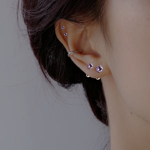 S925 Purple Zircon Piercing/ Pair