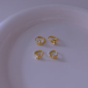 S925 Nail Hoop Earring/ Pair