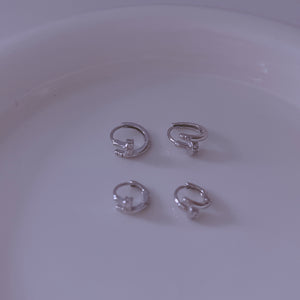 S925 Nail Hoop Earring/ Pair