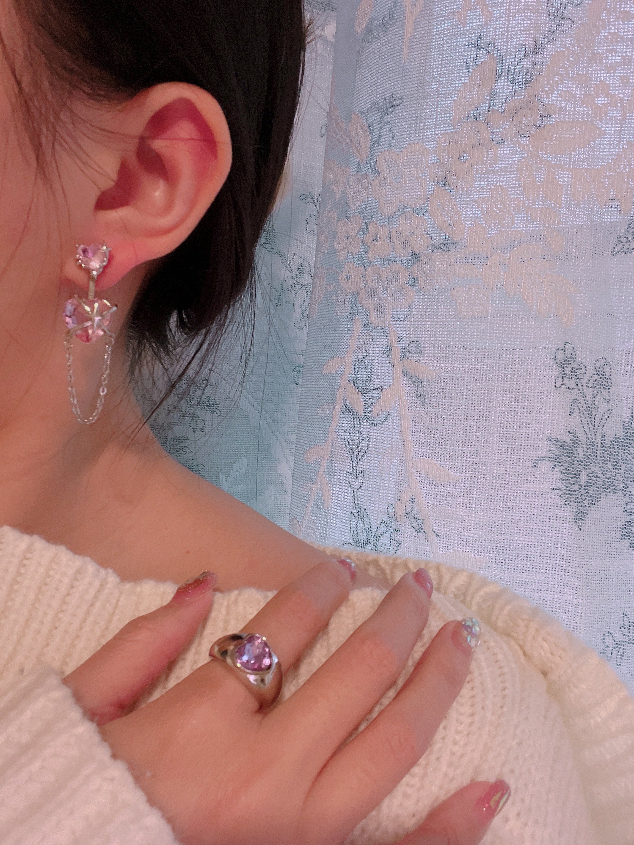 Pink Love Zircon Drop Earring/ Pair