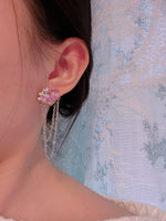 Load image into Gallery viewer, Pink Love Chain Earring/ Pair
