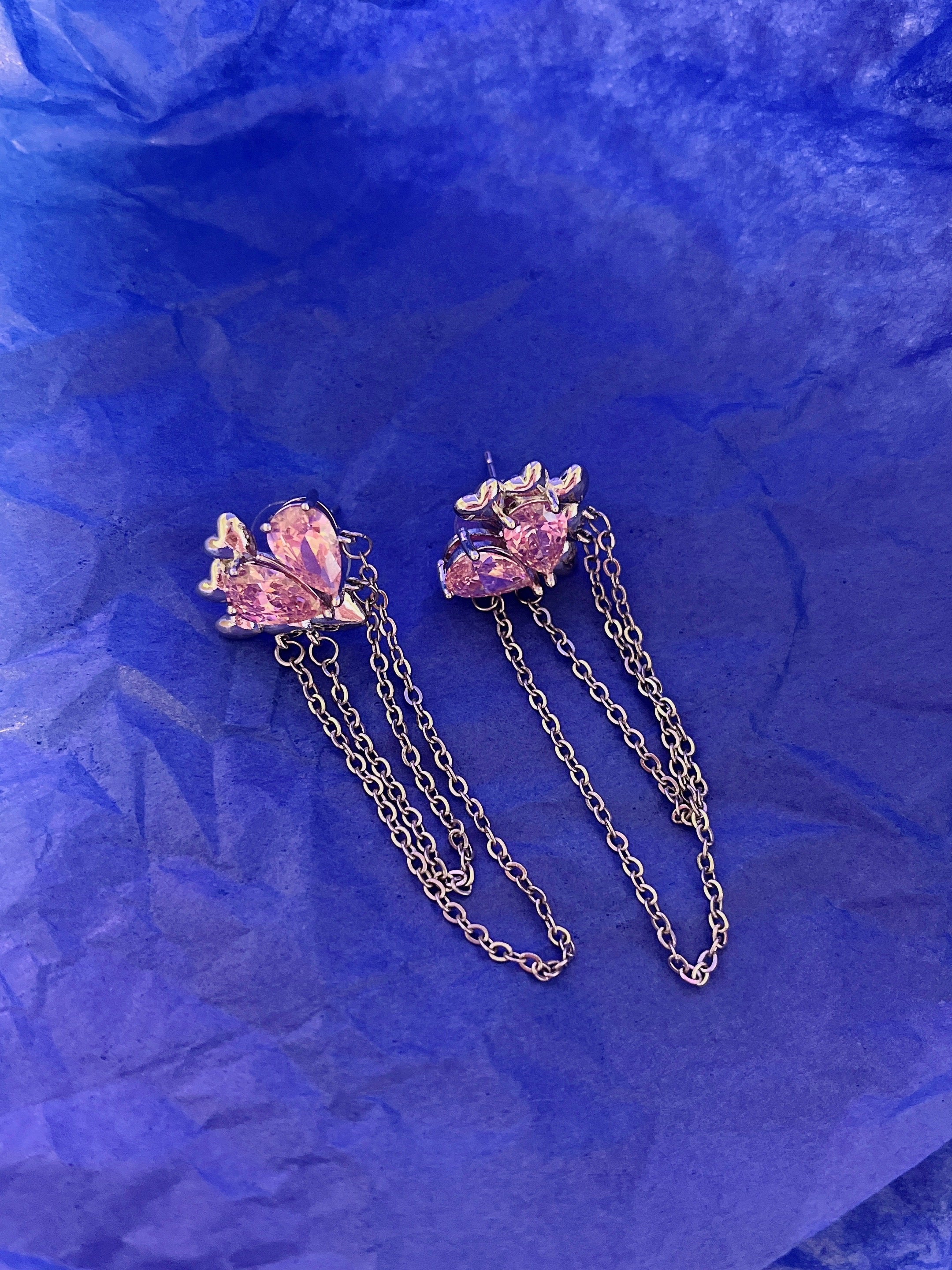 Pink Love Chain Earring/ Pair