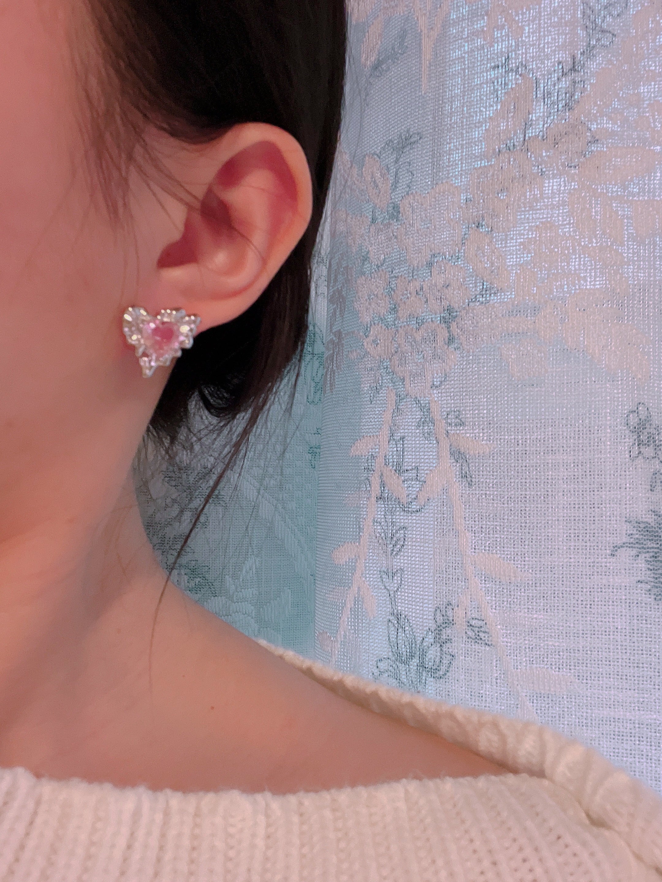 Pink Love Zircon Earring/ Pair