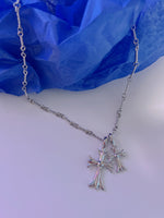 Load image into Gallery viewer, Zircon Double Cross Necklace
