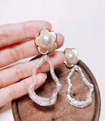 Load image into Gallery viewer, Snow White Drop Large Earrings/ Pair
