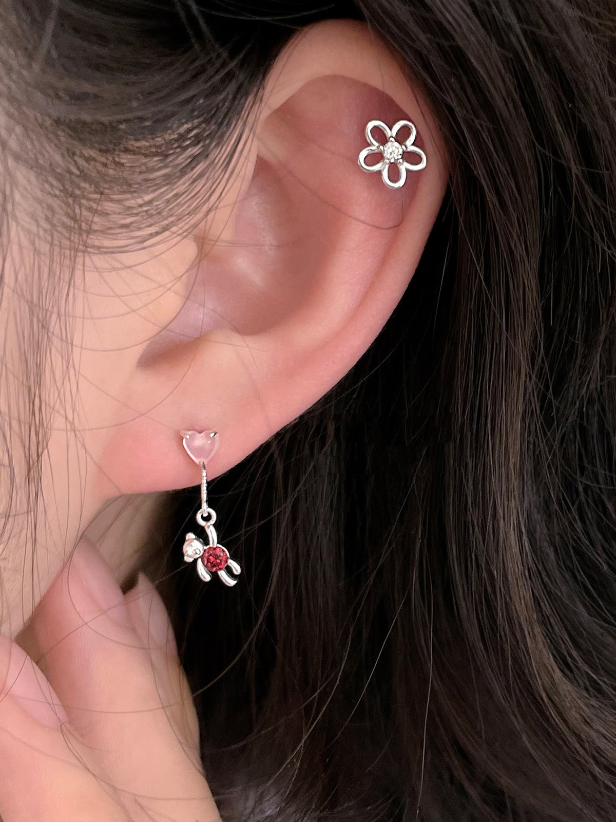 S925 Bear Drop Earring/ Single