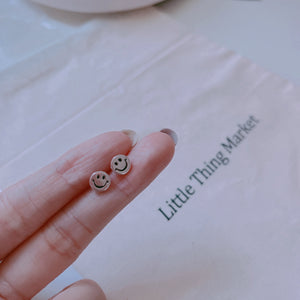 S925 Silver Smiley Face Ear Studs/ Pair