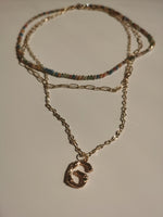 Load image into Gallery viewer, Initial Alphabet Crystal Bean Triple Gold Necklace
