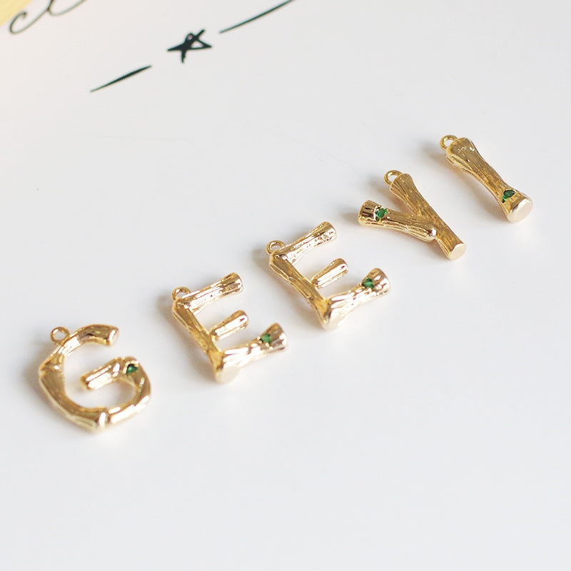 Initial Alphabet Crystal Bean Triple Gold Necklace