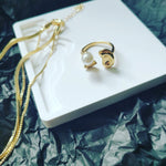 Load image into Gallery viewer, Copper Gold &amp; Pearl Opening Ring
