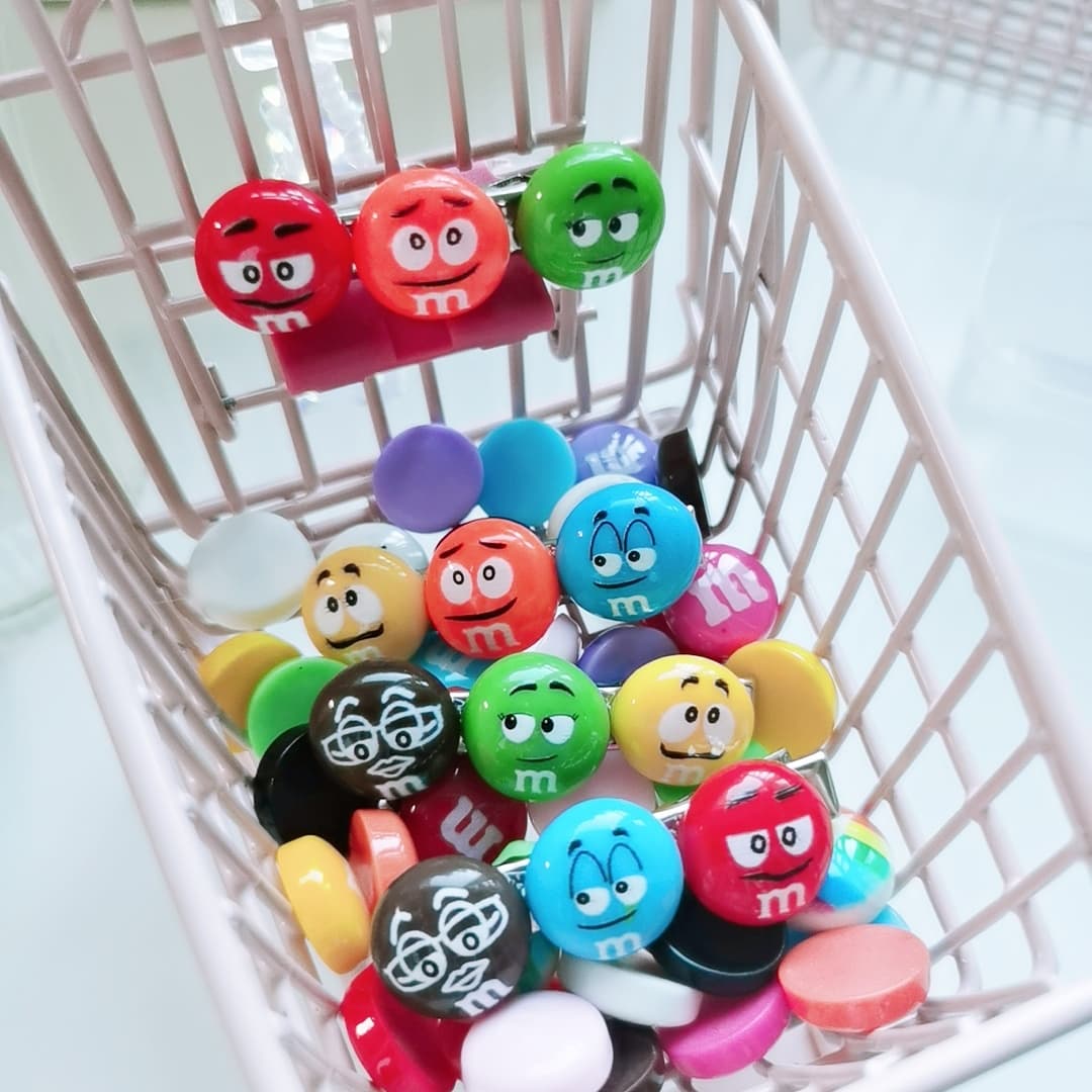 M&M Chocolate Bean Hair Bin [only 1 each style]